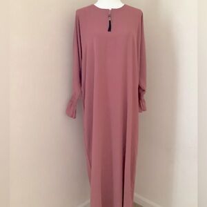 Rose pink ruffle sleeve abaya